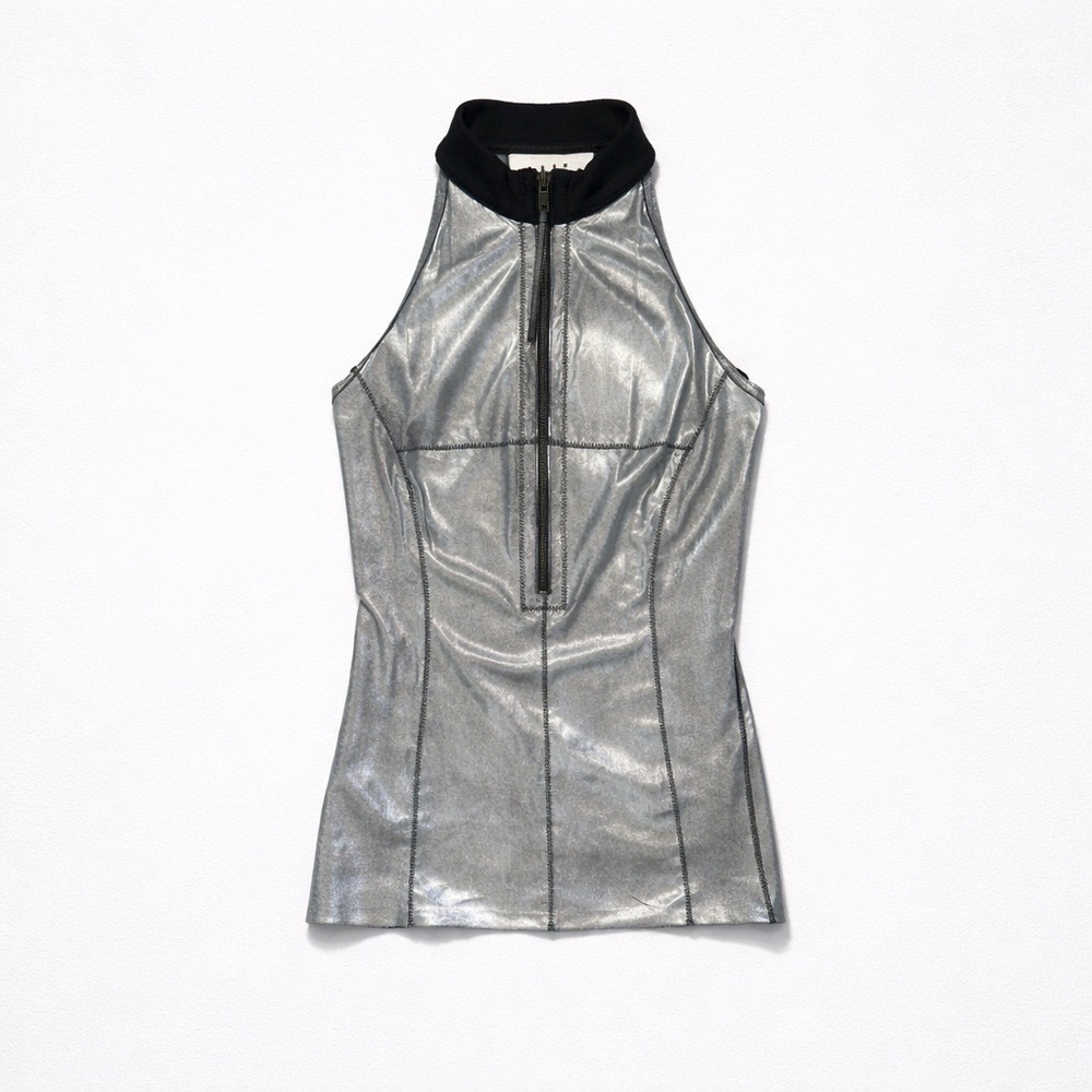 Illia Metallic Leather Halter Top